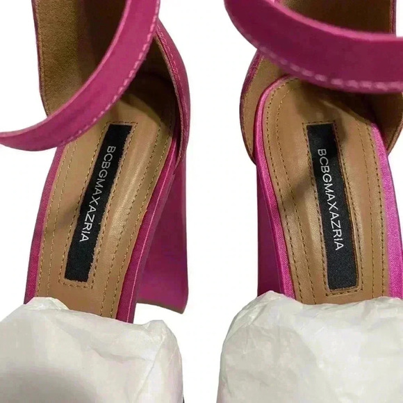 BCBGMaxAzria Cici Satin Platform Heel Pumps 7 Fuchsia Pink Barbiecore NWOB - Picture 4 of 12